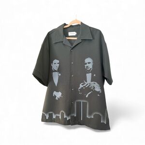 Black Graphic Button Down Shirt